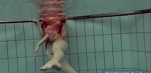  Katya Okuneva in red dress pool girl